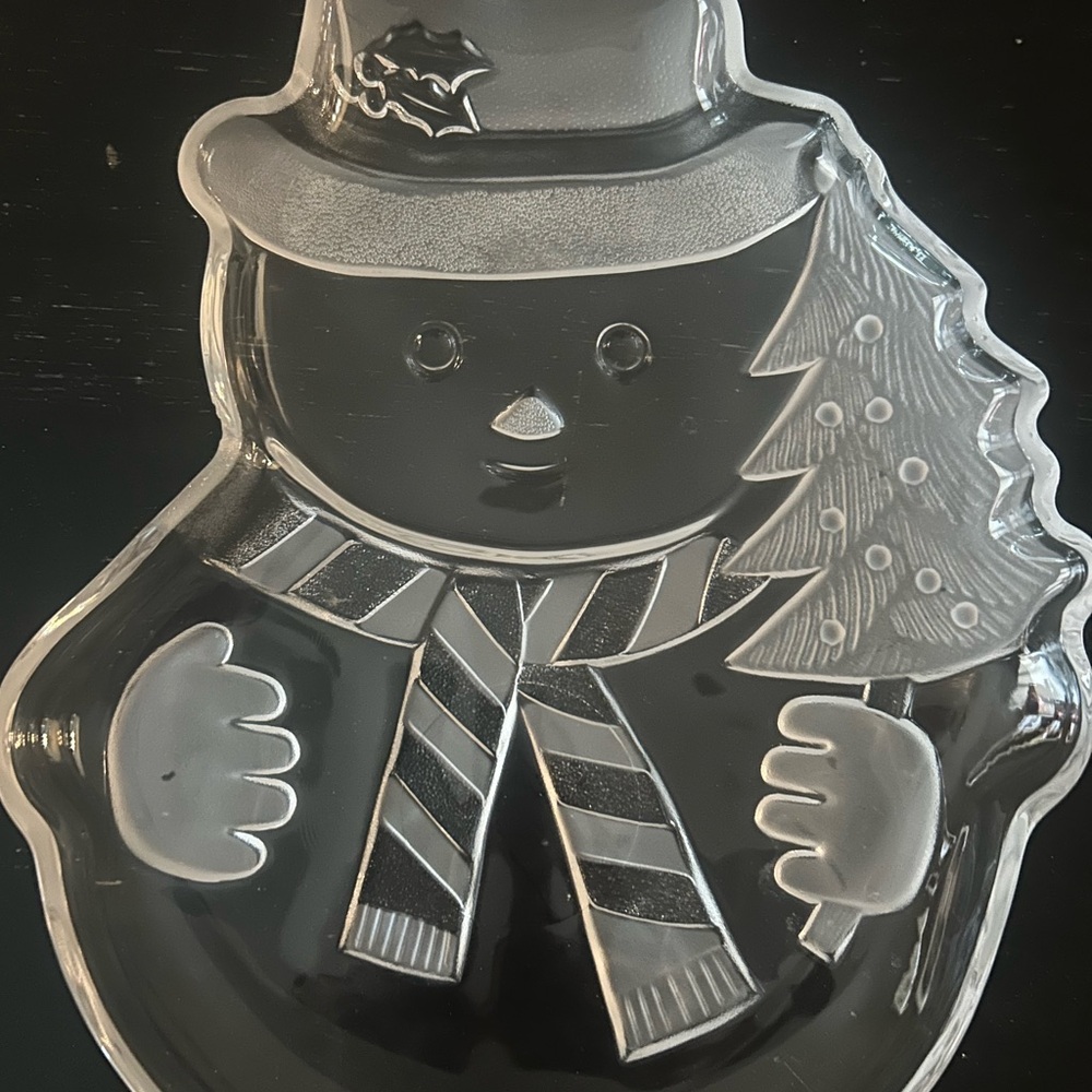 Mikasa Festive Snowman Glass Tray